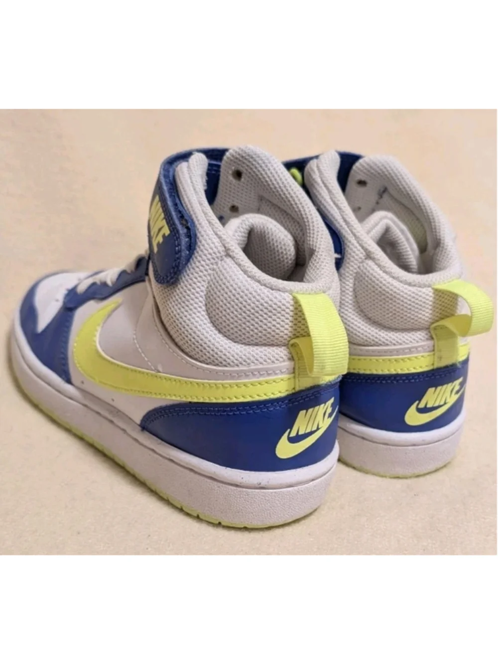 Nike Court Borough Mid 2 GS Astronomy Blue Volt White Yellow Kids 4Y F104